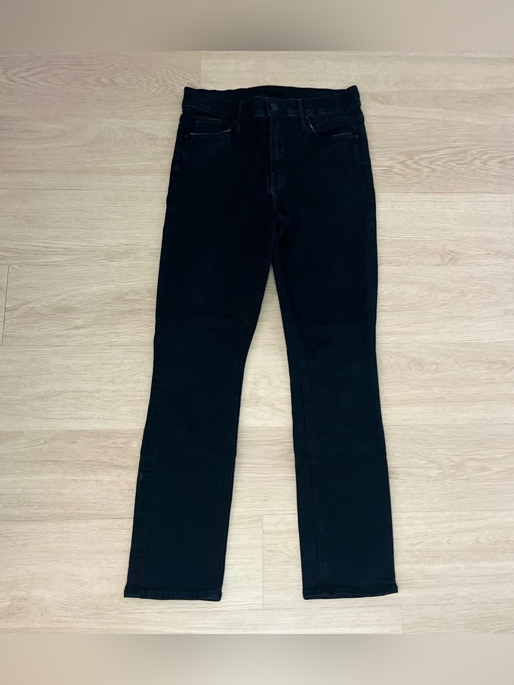 MOTHER Black Straight Leg Jeans